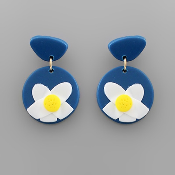 Clay Disk Daisy Earrings - Picture 1 of 1